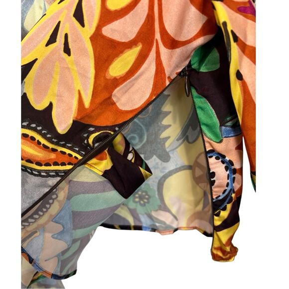 Zara multicolor printed crossover top wrap long sleeve blouse NWT - Picture 10 of 14
